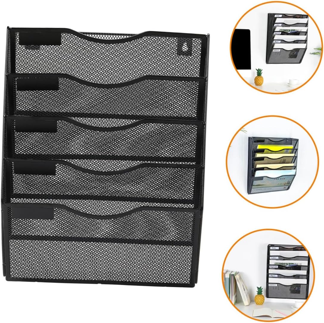 Wall-mounted Document Organizer Sturdy Mesh File Holder for Office Multi-use Rack for Magazines Catalogs and Documents Stylish File Management