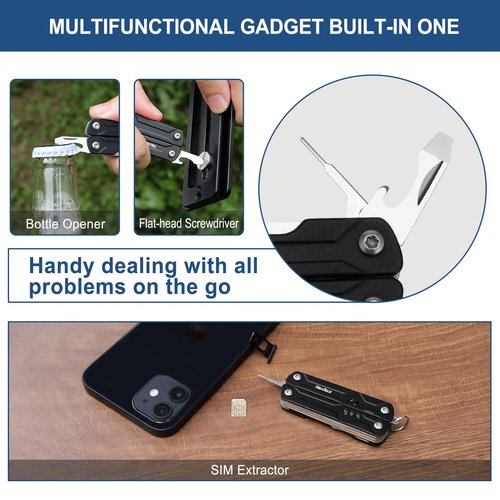 NexTool Mini Multitool - 9 in 1 Keychain Multitool with Needle Nose Pliers, Scissors, SIM Extractor and Screwdrivers for Travel, EDC, TSA Approved