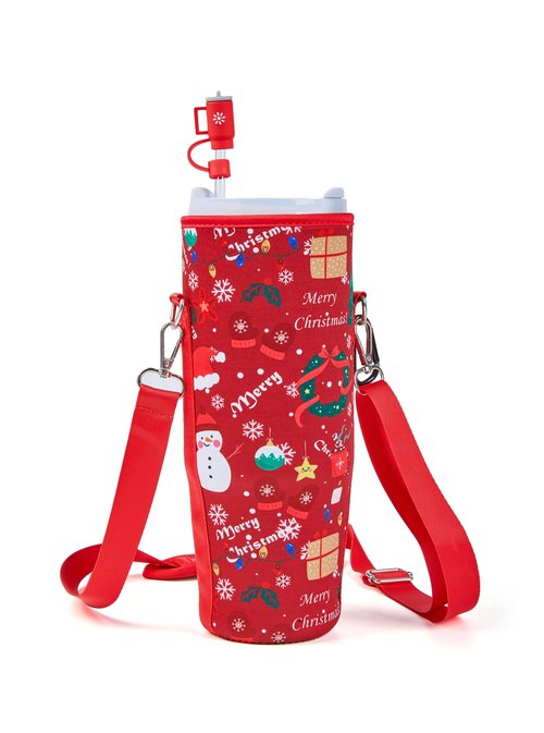 ZOYEPIN Christmas Carrier Bag for Stanley Cup with Strap, Blind Box Straw Cover & Extra Accessory