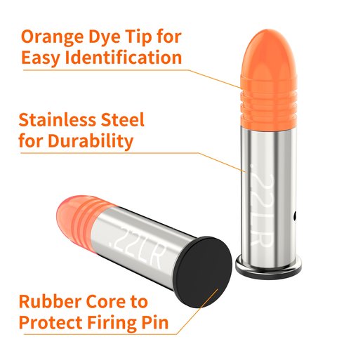Befbox 22LR Snap Caps Training Dummy Rounds Practice Safe Loading,Orange, 12PK