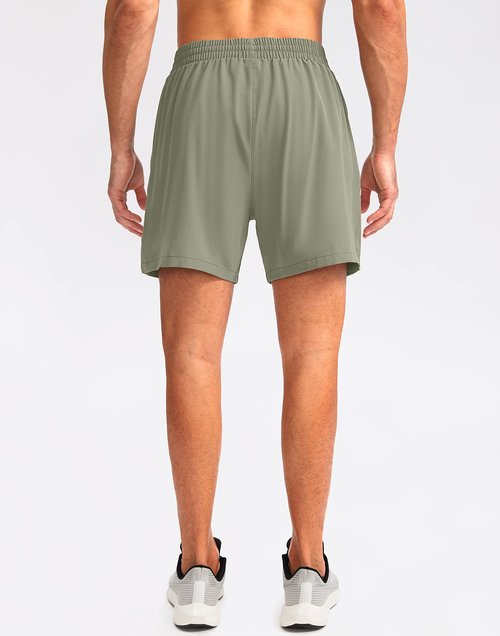 Pudolla Men's Running Shorts 5" Lightweight Gym Shorts for Men Workout Athletic Casual with Zipper Pockets(Grey Sage Medium)