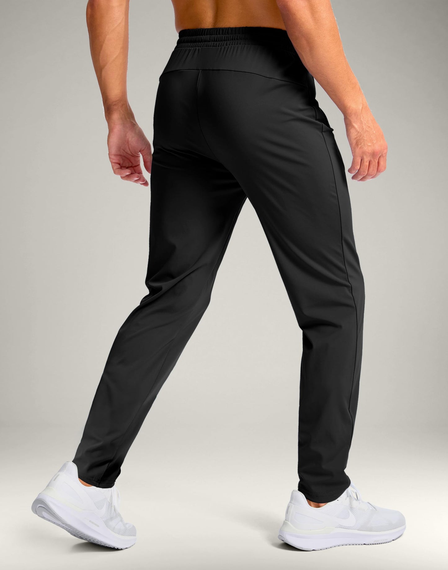 Pudolla Mens Sweatpants Long with Zipper Pockets Tall Trousers for Men Traning Track Pants for Athletic（Black 34-L