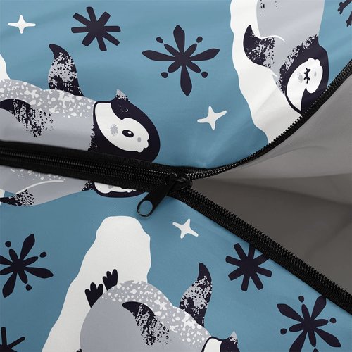 Datura home Kids Sleeping Bag for Boys Girls,Snow Penguin Print-Lightweight Warm Portable Outdoor Indoor-Waterproof Cold Weather Resistant Sleeping Bag for Camping Hiking(Snow Penguin)
