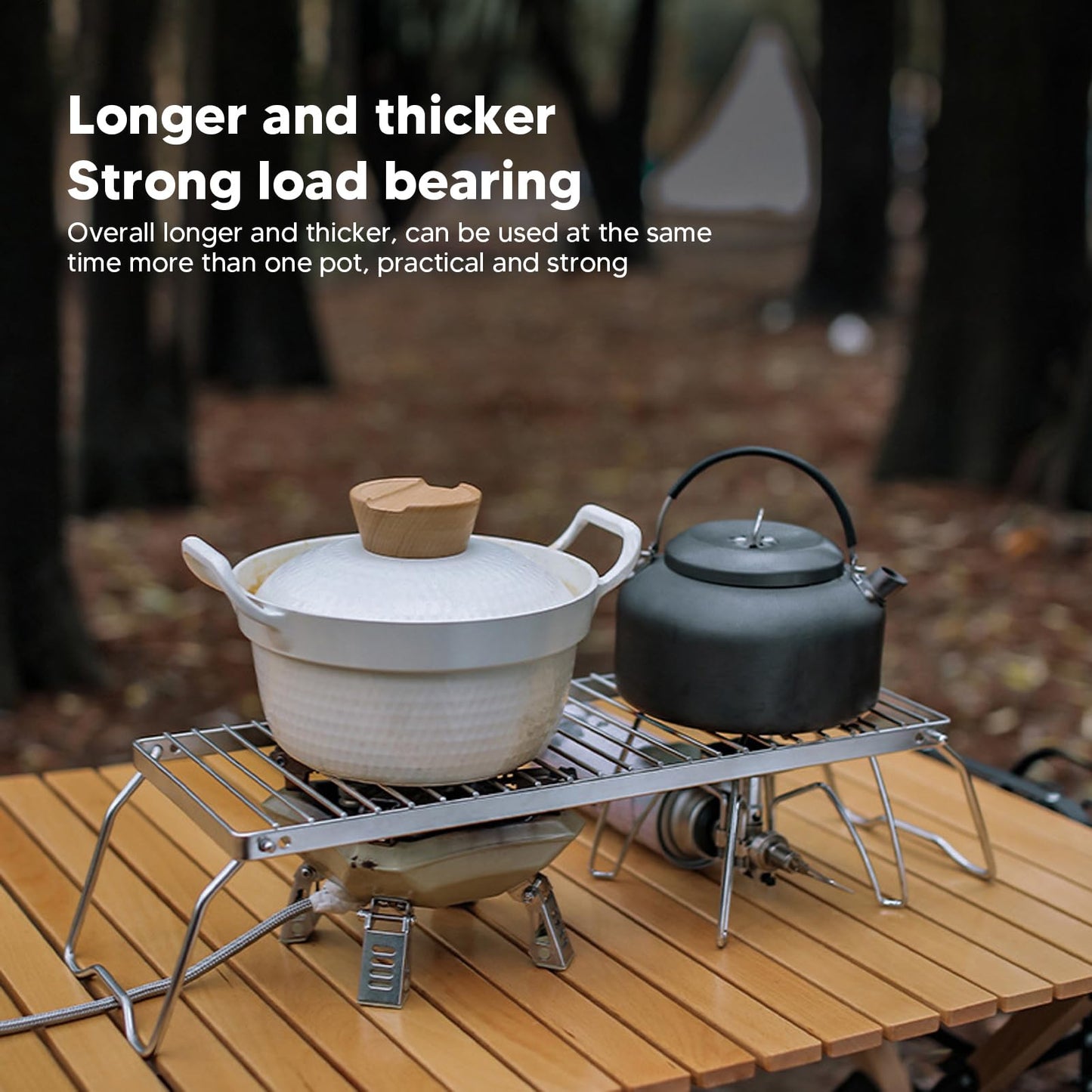 Folding Campfire Grill, Stainless Steel Camping Grill Grate with Foldable Legs, Adjustable Height Thicker Camp Fire Cooking Racks for Outdoor Camping Cooking