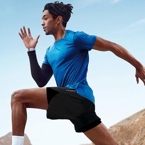 OEBLD Men’s Running Shorts 3 Inch Workout Gym 2-in-1 Pants Athletic Compression Track Tights with Zipper Pockets Lightweight Quick Dry Sports Black