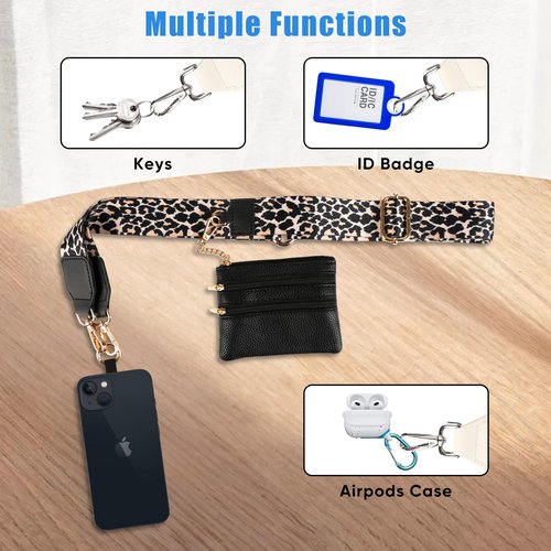 KSOPUERT Reflective Phone Strap for Walking at Night Adjustable Chain Phone Lanyard with Wallet for Runners Walkers Men Women Dog Walking，Reflective Light Green