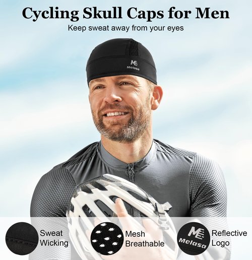 MELASA Microfleece Skull Cap Helmet Liner, Breathable Cycling Cap, Sweat Motorcycle Helmet Hard Hat Liner for Men Women