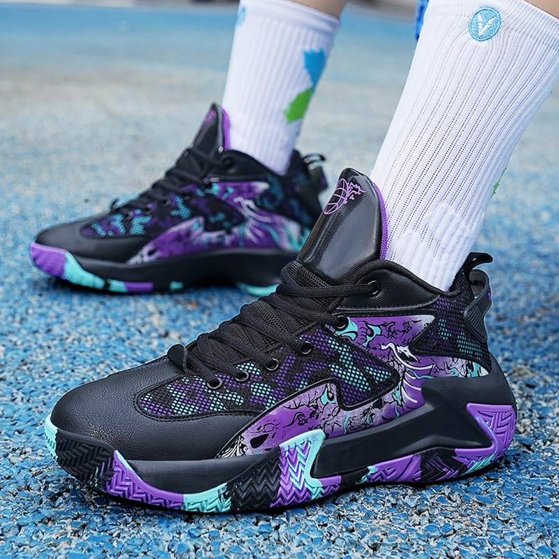 Men's Basketball Shoes Non-Slip Breathable Outdoor Sneakers - Black 7