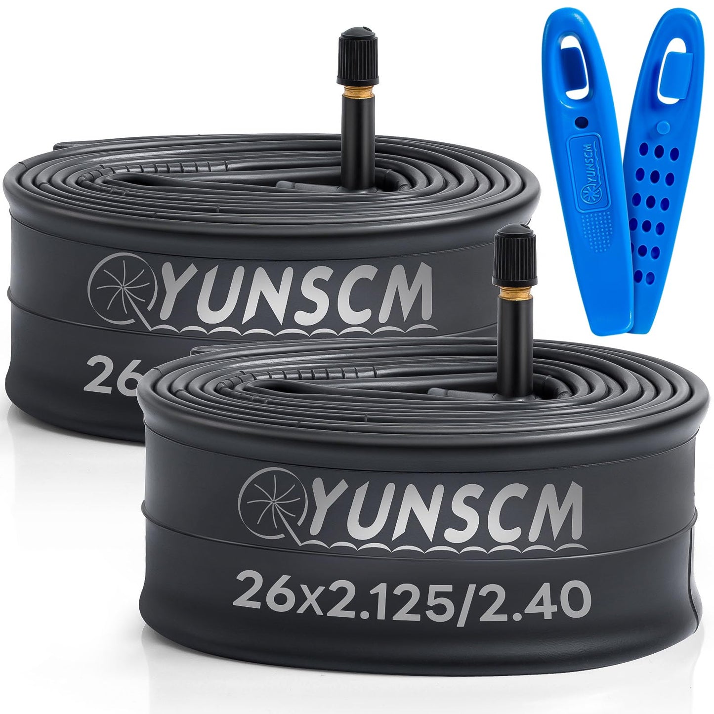 26" Bike Tubes 26x2.125/2.40 AV32mm Schrader Valve 56/64-559 26" Bicycle Tubes and Tire Levers Compatible with 26 x 2.125 26 x 2.25 26 x 2.30 26 x 2.35 26 x 2.40 Mountain Road Bike Tire Tubes -2PCS