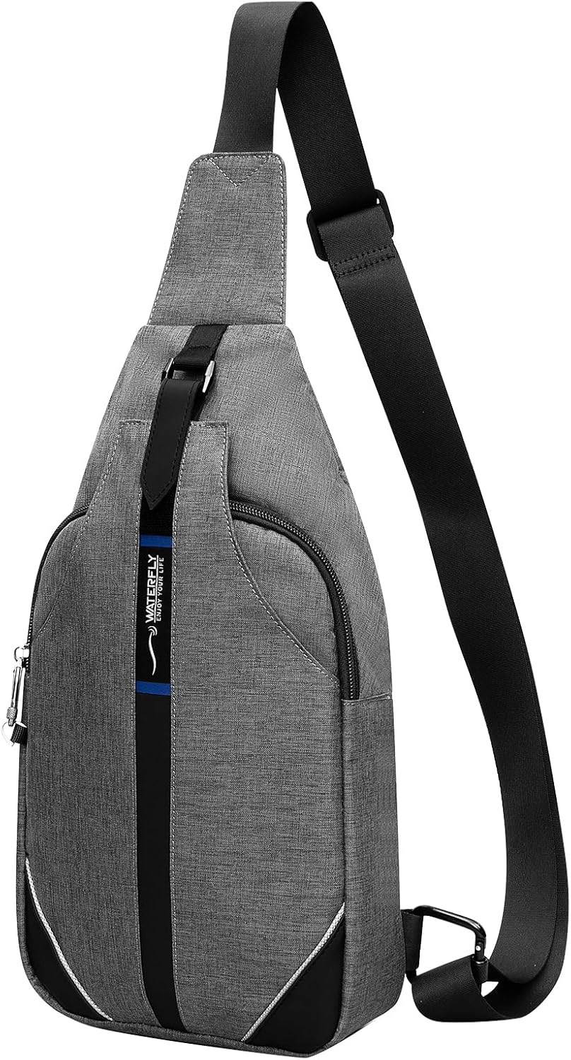 WATERFLY Small Crossbody Sling Backpack Anti Theft Backpack for Traveling Chest Bags for Men&Women Multipurpose Casual Daypack Hiking Shoulder Bag (Black)
