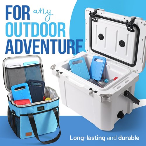 Reusable XL Slim Ice Packs for Lunch Boxes with Handle (4 Pack) BPA Free Freezer Packs | 6.5 x 4.5 in | Long Lasting Ice Pack for Insulated Bags, Picnic, Travel, and More