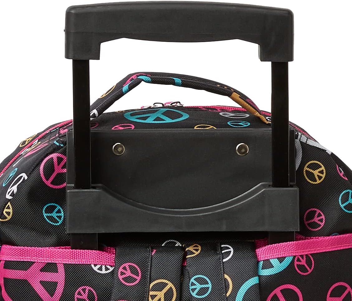Rockland Double Handle Rolling Backpack, BLUELEOPARD, 17-Inch