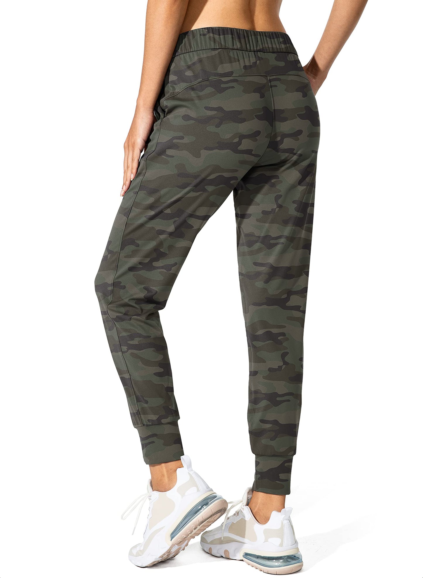 SANTINY Women's Joggers Pants Pockets Drawstring Running Sweatpants for Women Lounge Workout Jogging(Camo Dark Olive Multi_XS)
