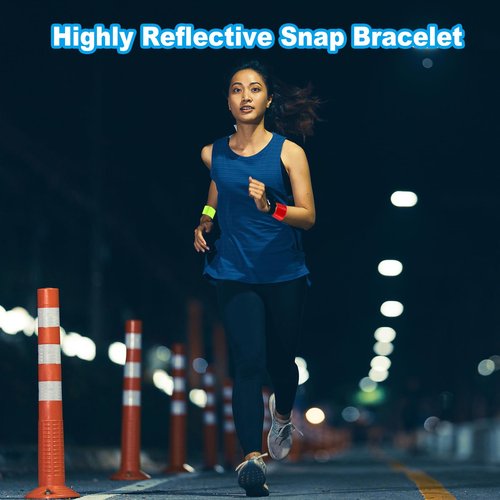PATIKIL Reflective Slap Bands, 12 Pcs Reflector Band Snap Bracelet Armbands High Visibility Safety Reflectors Wrist Strap Strips for Night Jogging Cycling Running Hiking, Yellow