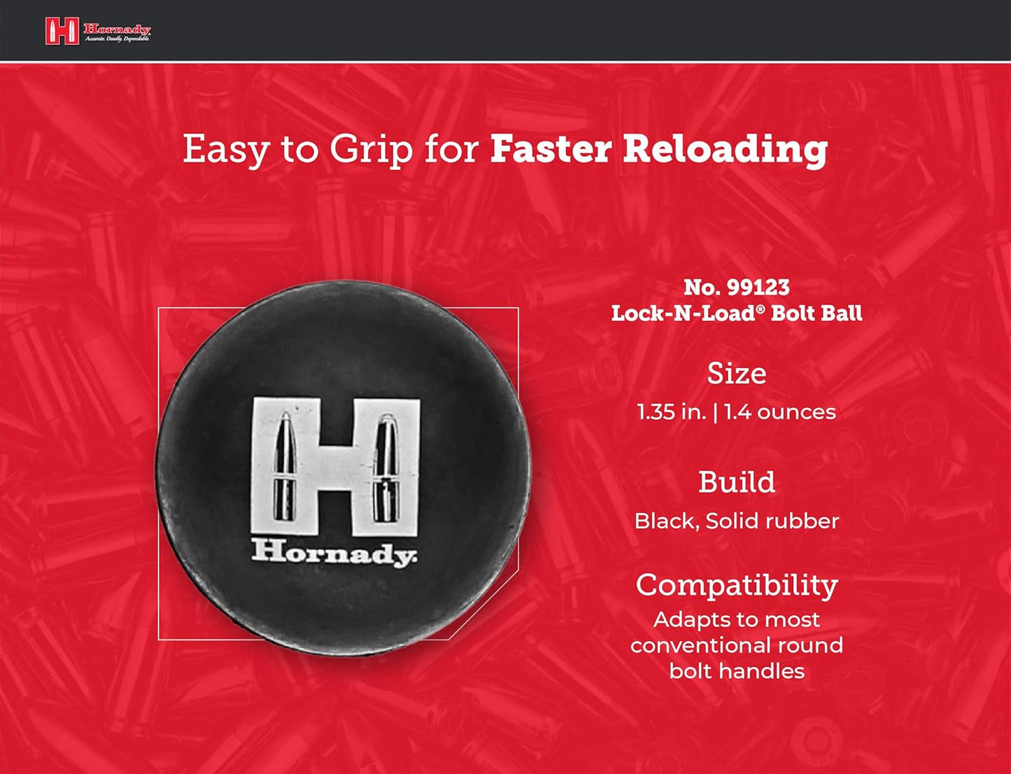 Hornady Lock-N-Load Bolt Ball – A Firearm Accessory for Faster Reloads – Easy Grip When Shooting with Gloves, Ideal for Hunting – Item No. 99123