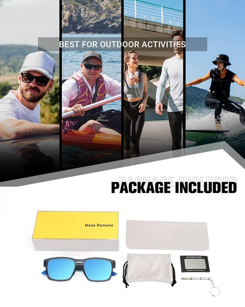 Mose Romano Polarized Sunglasses Men Sylish Sunglasses for Mens UV400 Protection Ideal for Driving Fishing Cycling Running