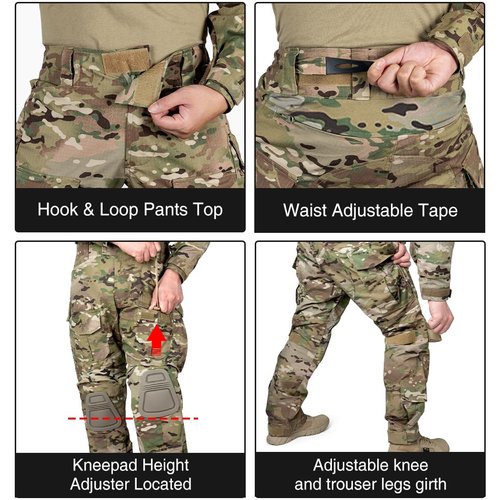 IDOGEAR OUTDOOR Men’s G3 Combat Uniform Tactical Camouflage Apparel Set For Hunting Airsoft Paintball Milsim With Knee Pads(camo camo,XX-Large)