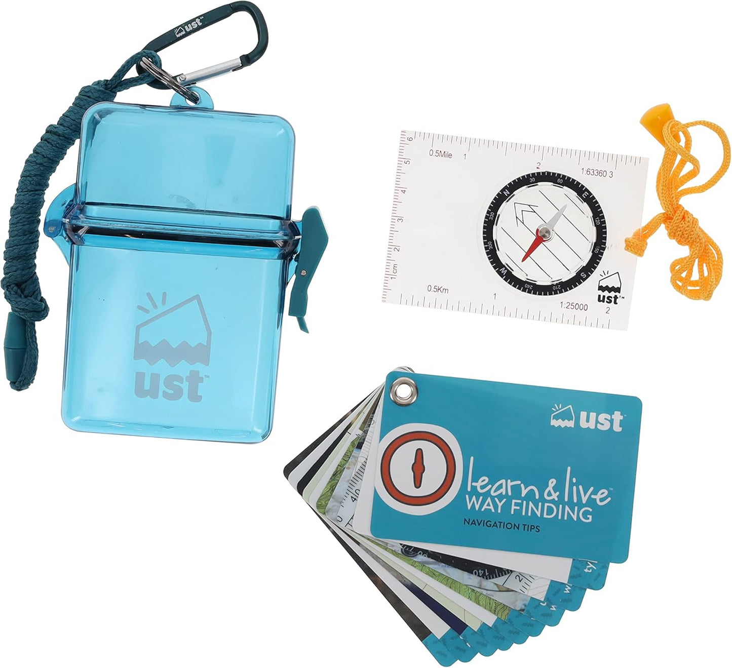 UST Learn & Live Outdoor Educational Kits with Waterproof Cards, Tools and Watertight Case for Hiking, Camping, Backpacking, Hunting and Outdoor Survival