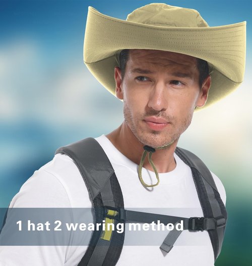 MKOFONU for Men & Women Ultra Wide Brim hat UPF50+ Waterproof Sun hat Suitable for Fishing Hiking Camping & etc (A4-Khaki)