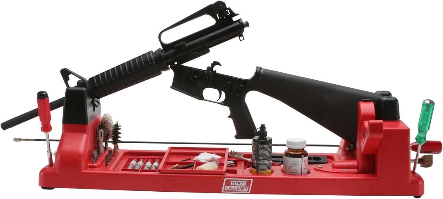 MTM GV30 Gun Vise for Gunsmithing work and Cleaning Kit, Free Standing, 11 Compartments, USA Made, Red