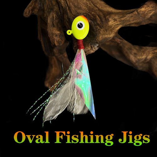 Bombite Oval Crappie Jig Heads with Hand-Tied Feather Rainbow Skin, 10/20Pcs Crappie Fishing Lures Kit for Bass, Trout, Walleye, Panfish, Sunfish, 1/32oz, 1/16oz, 1/8oz