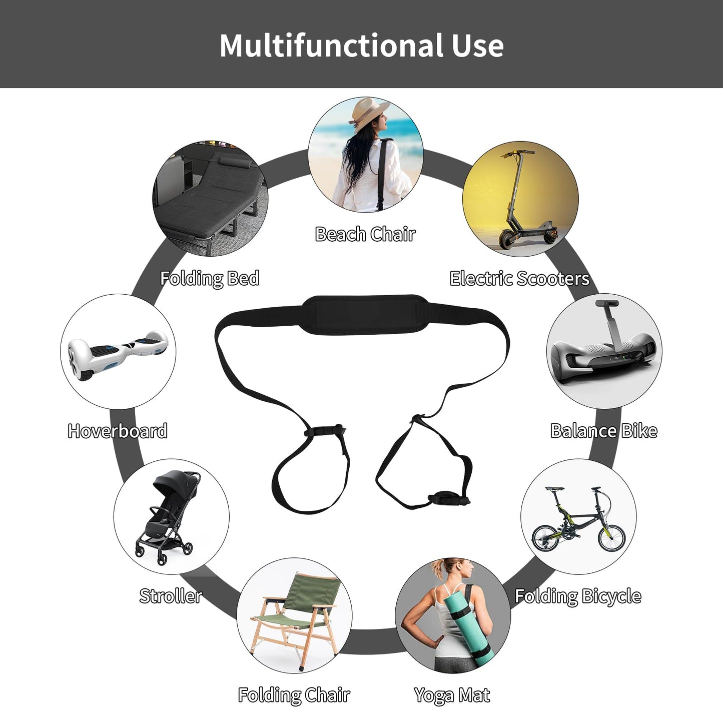 5 Pack Adjustable and Sturdy Carry Strap for Beach Chair - Ideal for Camping and Outdoor Activities