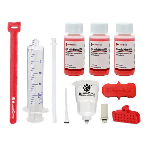 BleedZone Shimano Brake Bleed Kit with 180ml Shimano Mineral Oil - Hydraulic Brake Bleeding Kit for MTB, Road, and Gravel Bikes - Complete Bicycle Hydraulic Brake Bleed Kit for Shimano Brakes