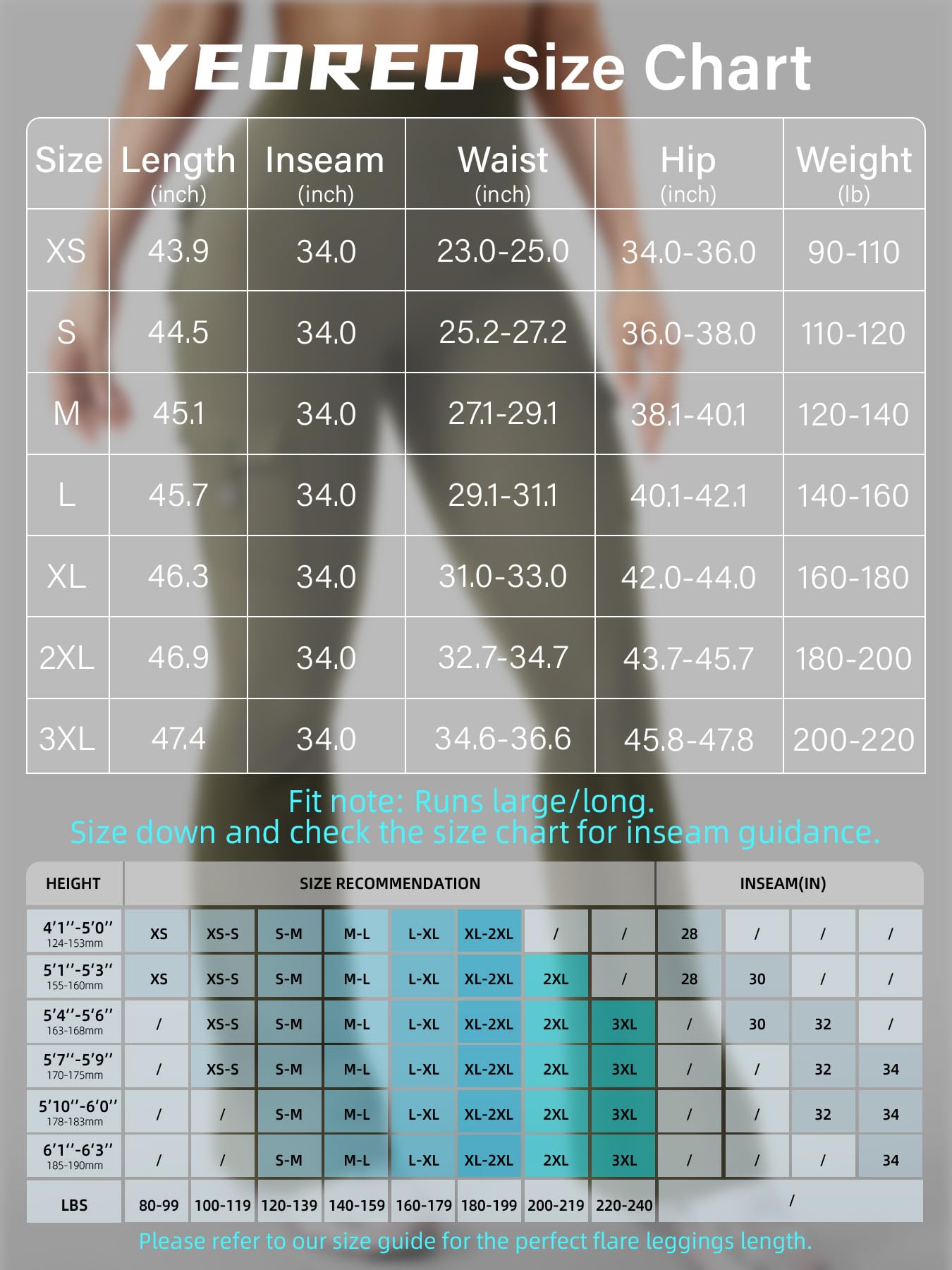 YEOREO CoreFlex Women Workout Flare Leggings with Pockets Hidden Scrunch Cargo Gym Yoga No Front Seam Leggings Army Green XXL