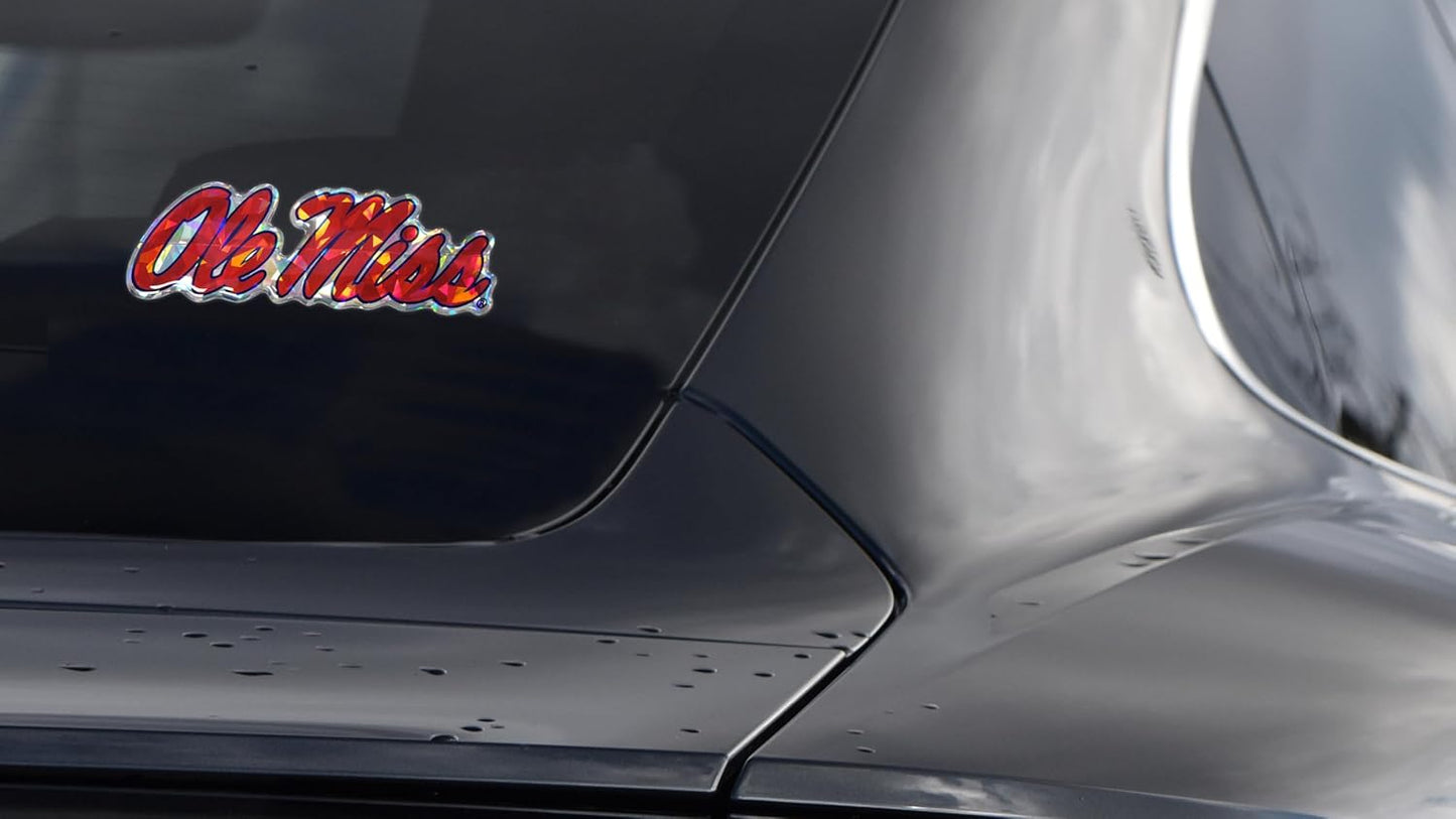Elektroplate Officially Licensed Ole Miss Red Reflective Decal | Premium 3D Doming All Weather Sticker for Car, Water Bottle, Laptop, Tablet, Window, Cooler, Bumper, Toolbox, Phone | Made in The USA