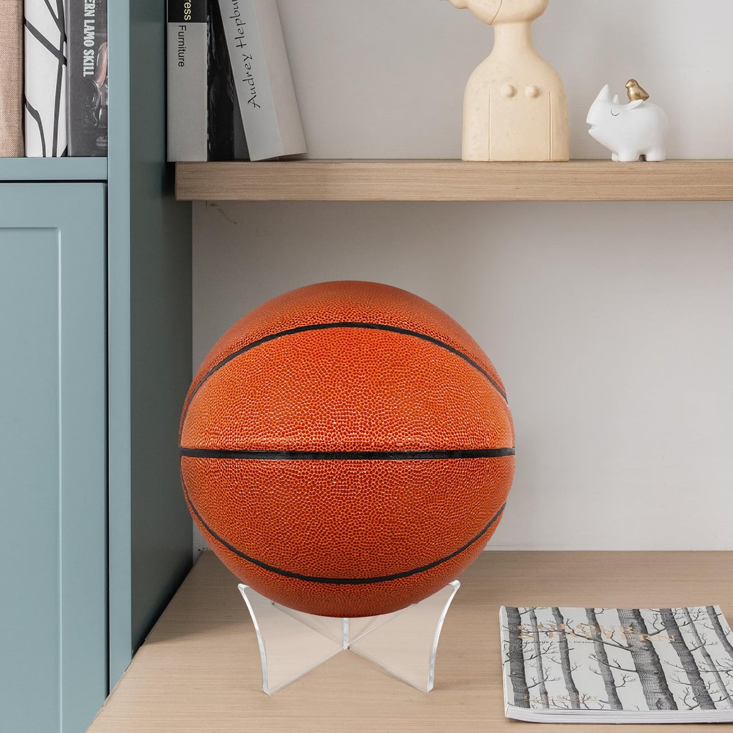 6pcs Acrylic Ball Stand Holder: Display Stand for Basketball Soccer Volleyball Trophy Autograph Memorabilia Storage Rack (Clear)