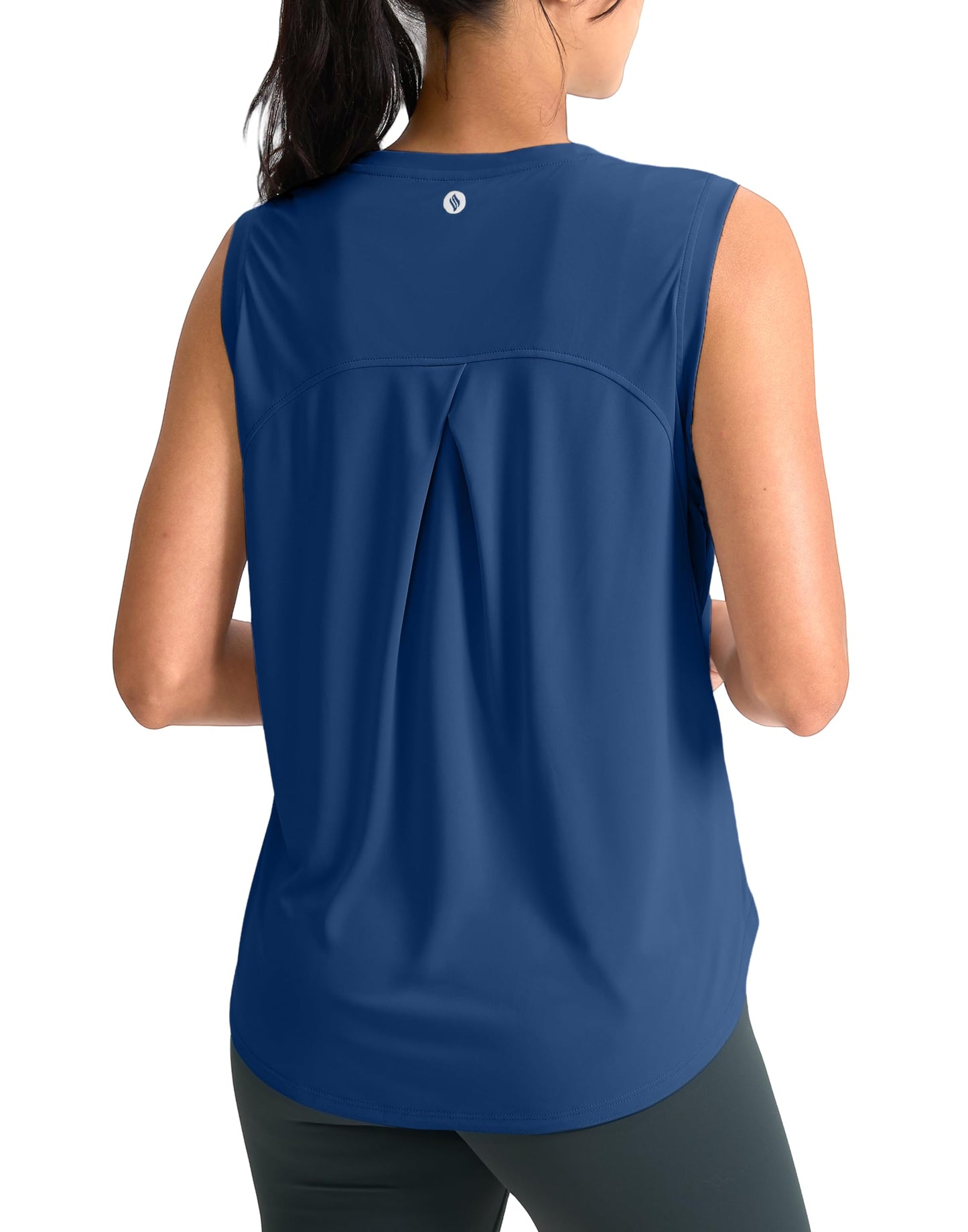 SANTINY Women's Sleeveless Workout Tops Breathable Lightweight Active Tennis Yoga Shirts Athletic Running Tank Tops for Women (Blue_M)