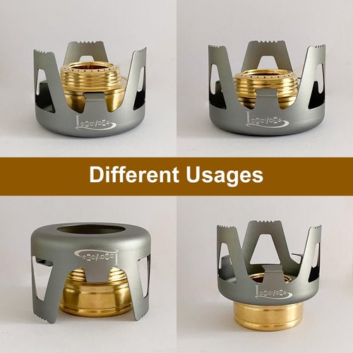 LSOSVSEU Mini Alcohol Stove Alcohol Burner, Lightweight Brass Spirit Burner with Aluminium Stand, Backpacking Stove for Outdoor Camping, Hiking, Backpacking, Picnic (Green)