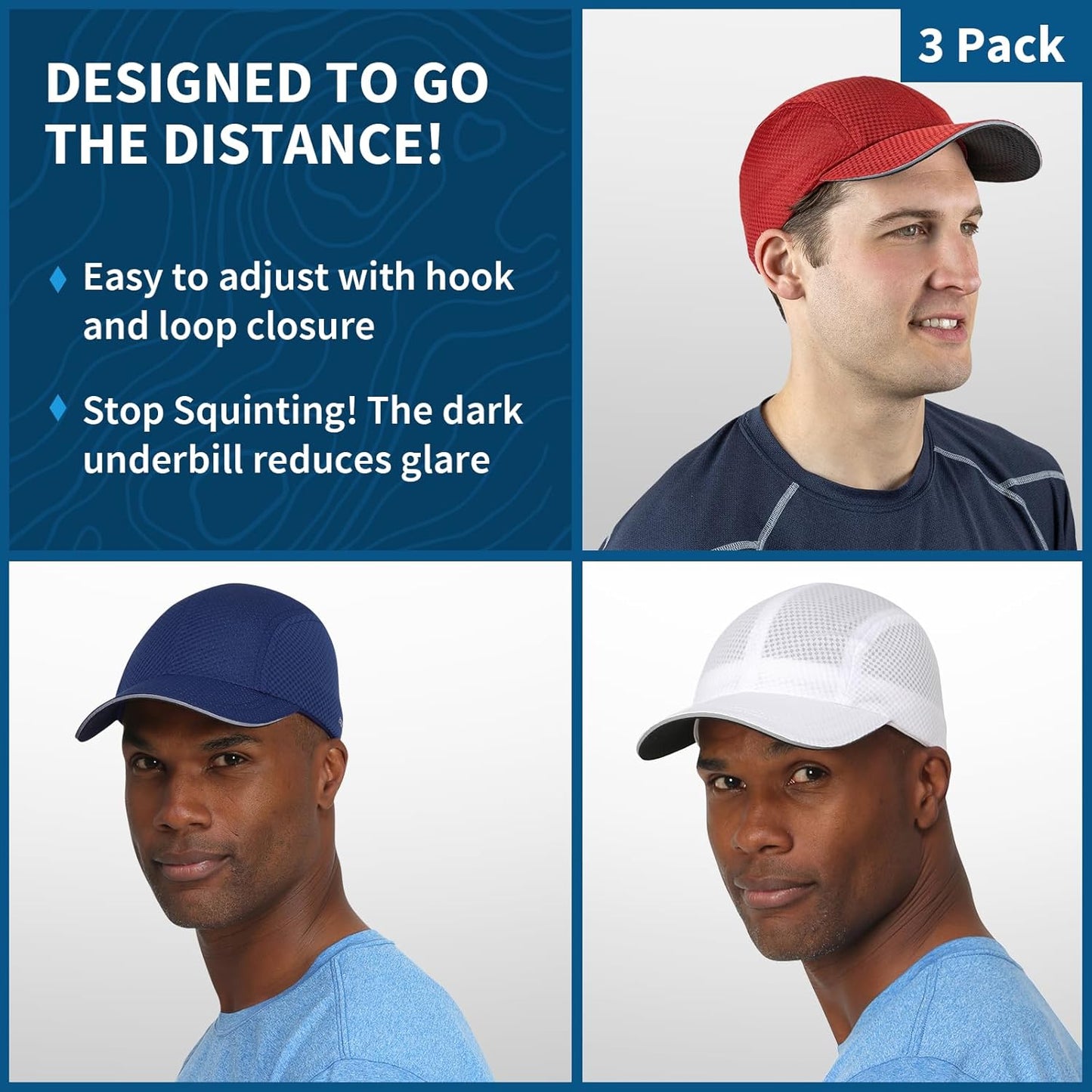 TrailHeads Performance Mens Running Hat - Lightweight, Quick Dry Workout Hats for Men - Athletic Sports Cap for Tennis, Gym