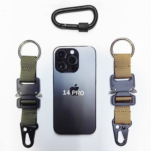 aYrap military stainless steel tactical keychains for men, quick release keychain key clip for belt EDC Gear accessories with HK Clip Heavy Duty Carabiner Include Black