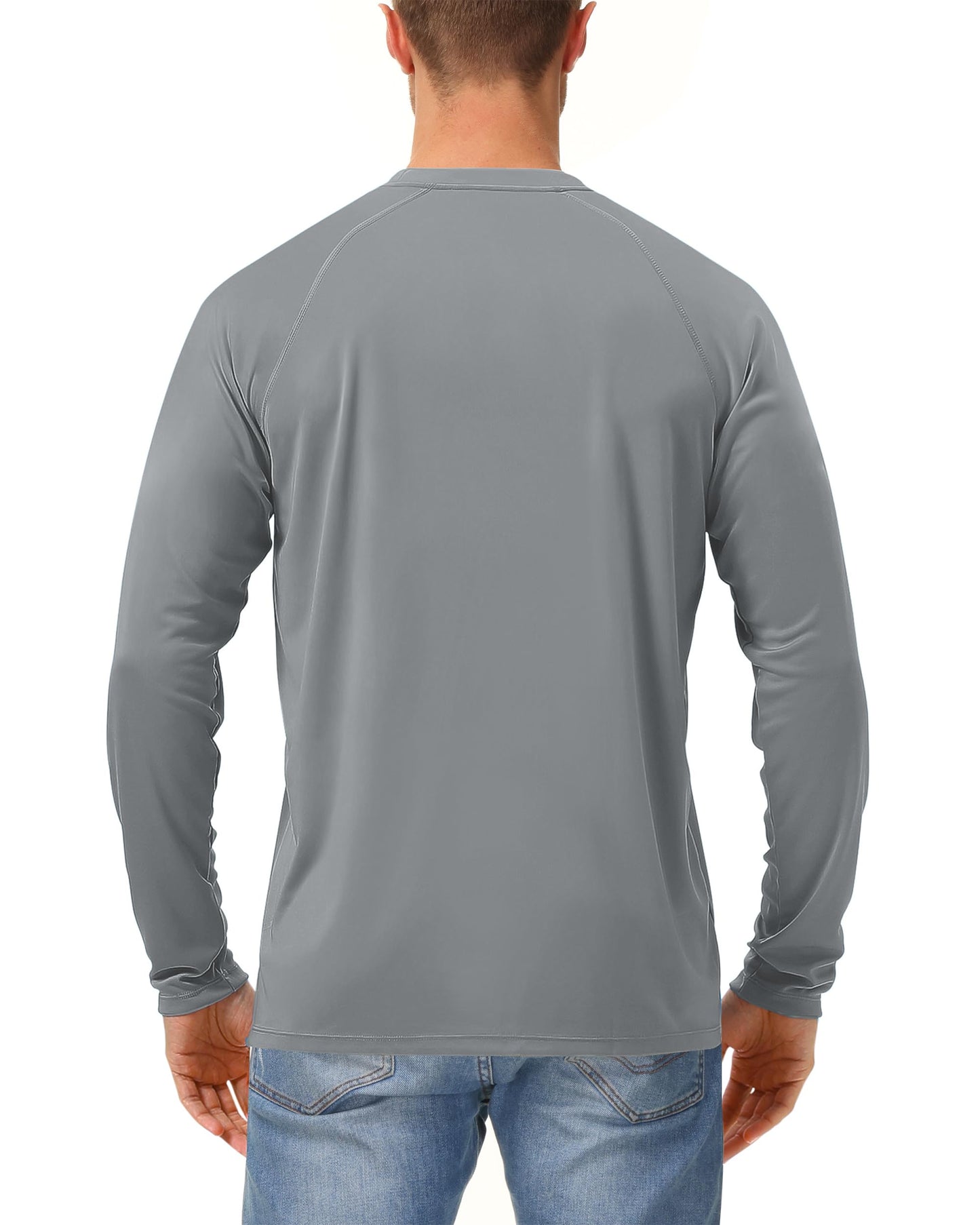 isnowood Sun Protection Shirts for Men, UPF 50+ Long Sleeve, UV Quick Dry Rash Guard Swim Shirt for Fishing Hiking Running