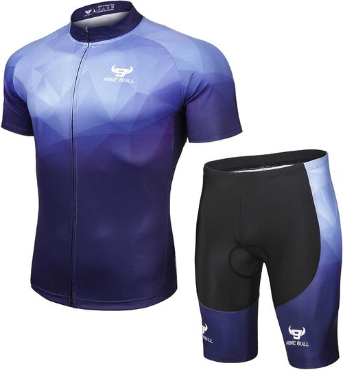 Men's Cycling Jersey Set - Reflective Quick-Dry Biking Shirt and 3D Padded Cycling Bike Shorts