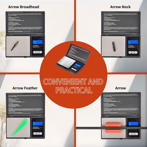 SPG Arrow Scale Digital Grain, Pocket Grain Scale Archery 200g×0.01g Arrow Weight Scale with Arrow Holder 50g Calibration Weight, Precision LCD Backlight Display 7 Units Modes Included Batteries