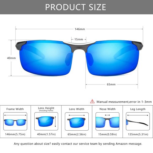 SUNGAIT Men's HD Polarized Sunglasses for Driving Fishing Cycling Running Metal Frame UV400 SGT177-QBL