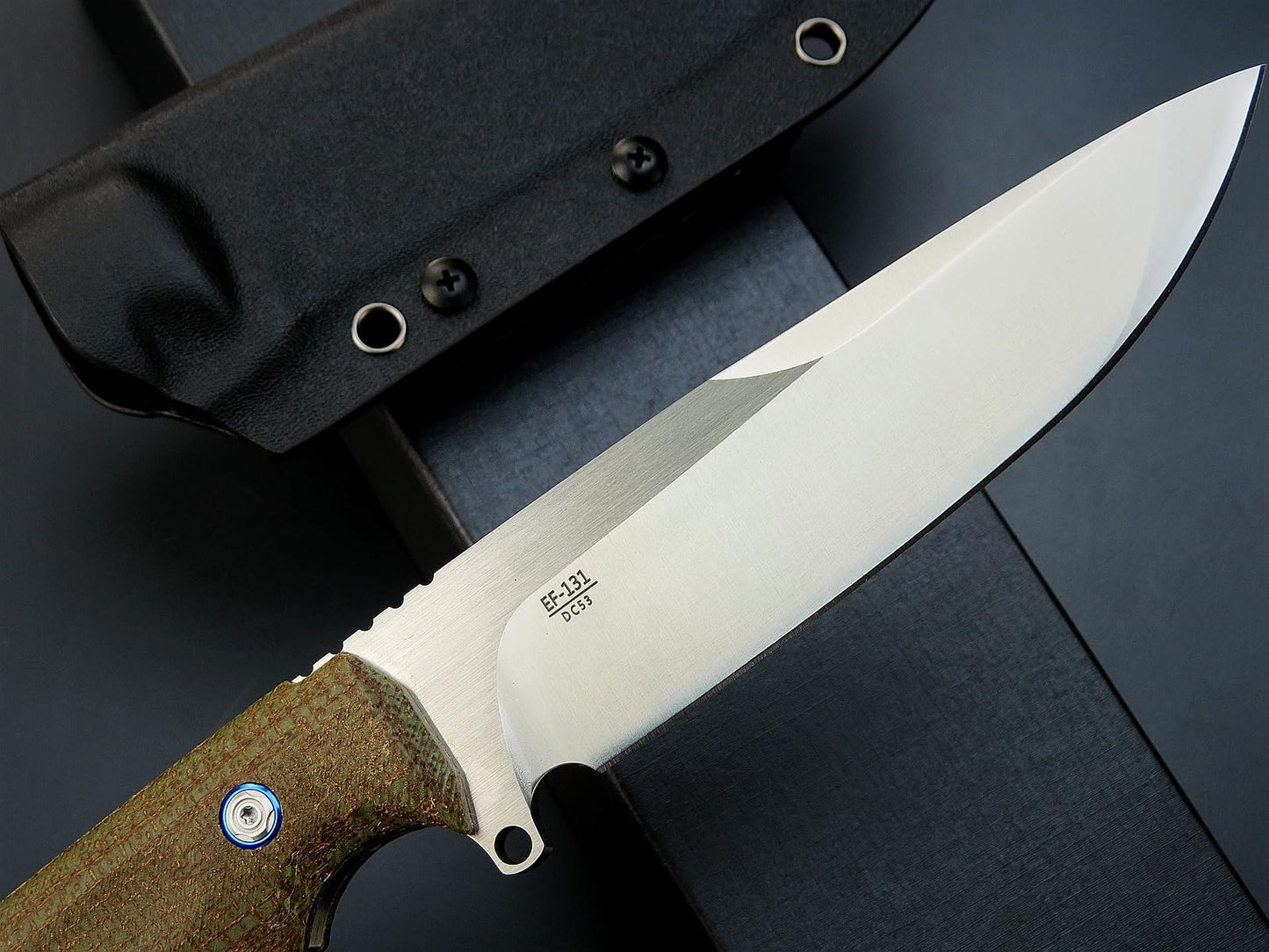 Eafengrow EF131 Fixed Blade Knife,DC53 Steel Blade,Micarta Handle Full Tang Fixed Knifes for Outdoor Camping Hunting Bushcraft EDC Tool（Green