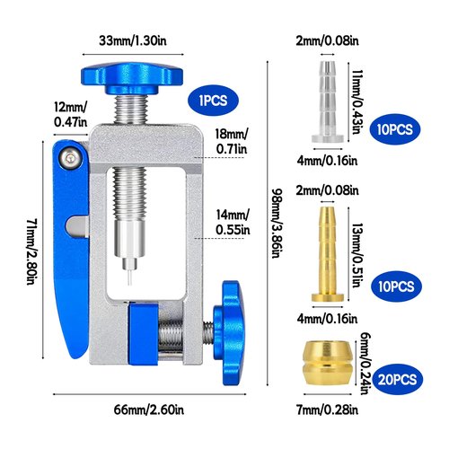 SYWAN Bike Hydraulic Brake Tool Kit, Hydraulic Brake Hose Cutter 2 in 1 Bicycle Hydraulic Line Cutter Bike Brake Hydraulic Hose Fitting Insert Tool (Blue-1)