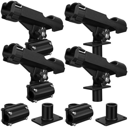 Liliful 4 Pcs Fishing Rod Holder for Boat Adjustable Kayak Swivel Fishing Pole Holders Accessories, Black(Classic)