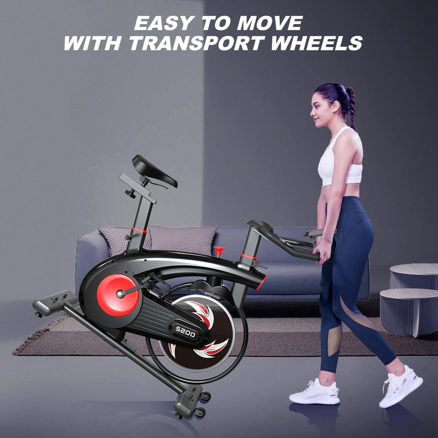 Exercise Bike,Stationary Bikes for Home - Adjustable Workout Bike, Professional Exercise Bikes for Home, Efficient Workout Bike with Smartphone Mount & Digital Pulse Display