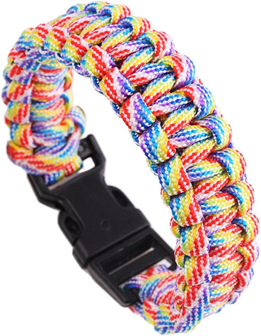 Survival Paracord Bracelet Outdoor Wraps Emergency 350 Parachute Bracelet 9inch Pack of 2 Rainbow Camo