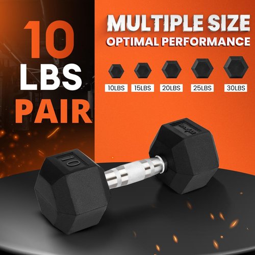 Yes4All Cast Iron - Chrome Grip Hex Dumbbell - 10 lbs - Pair