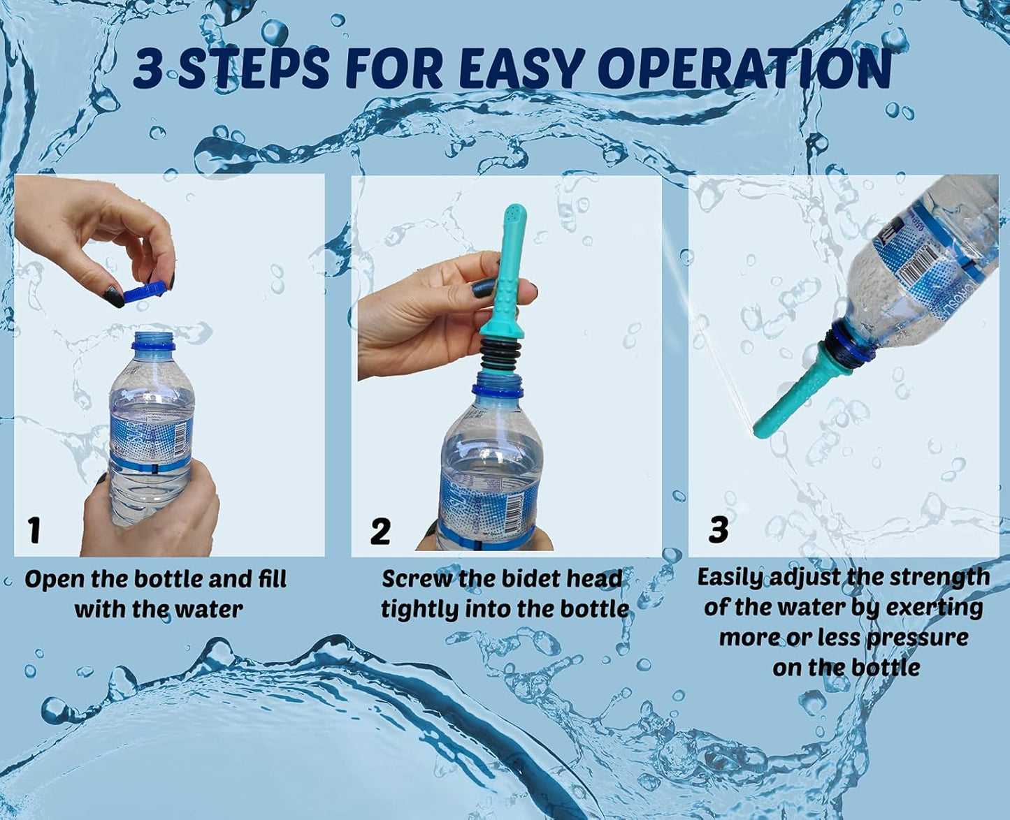 2pcs Portable Bidet I Easy-to-use Faucet Bidet I Compatible with Most Bottles I Peri Bottle for Postpartum Care I Hand Bidet for Toilet, Washing, Personal Hygiene and Travel