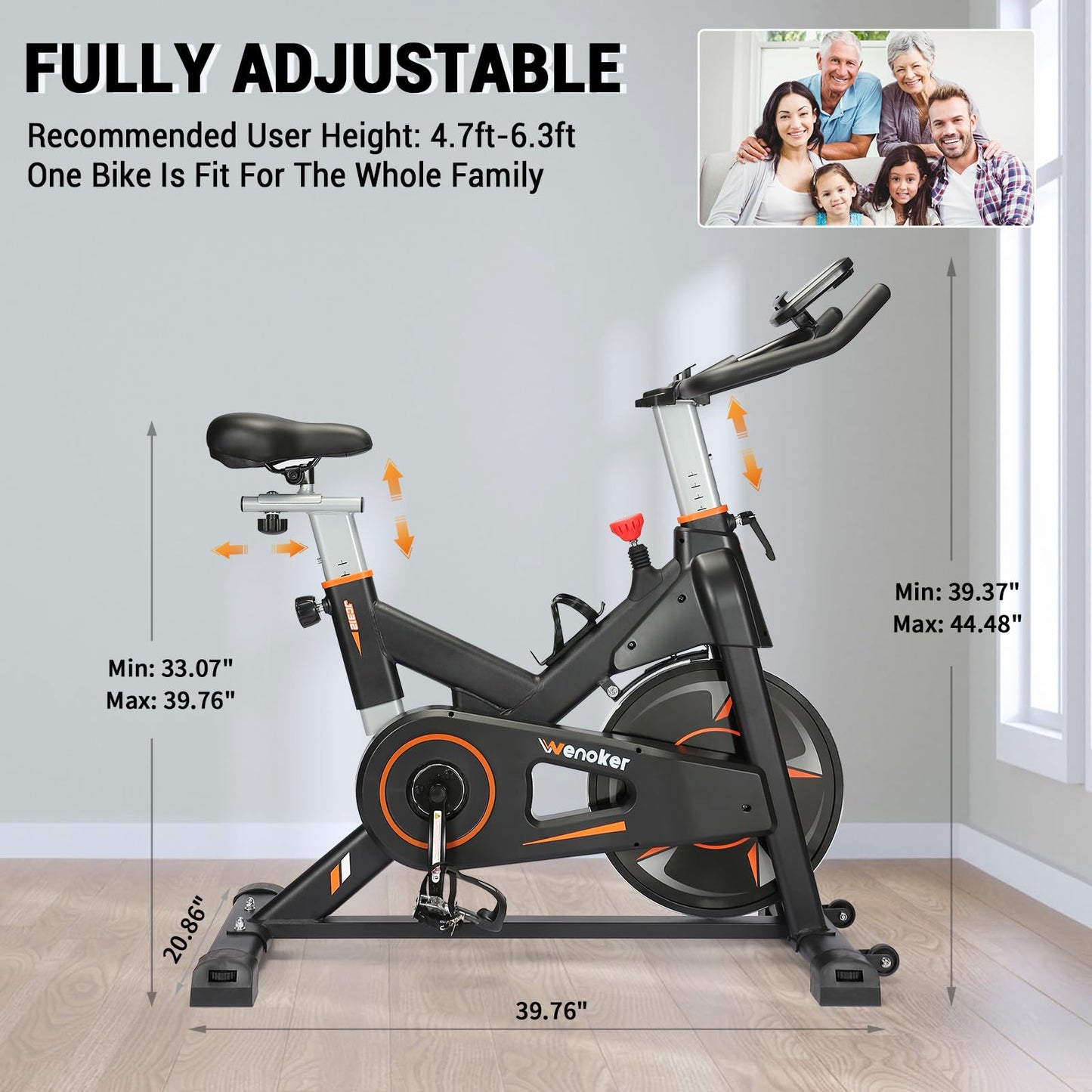 Exercise Bike, WENOKER Magnetic Resistance Stationary Bike for Home, Indoor Bike with Whisper Quiet, Heavy Flywheel and Upgraded LCD Monitor