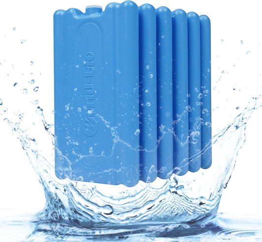 WORLD-BIO Ice Packs for Cooler, Reusable Freezer Packs for Lunch Box, Lunch Bag, Long Lasting Cold Pack for Work, School, Picnic, Camping, Fishing and More, Keep Beverages Foods Cold & Fresh