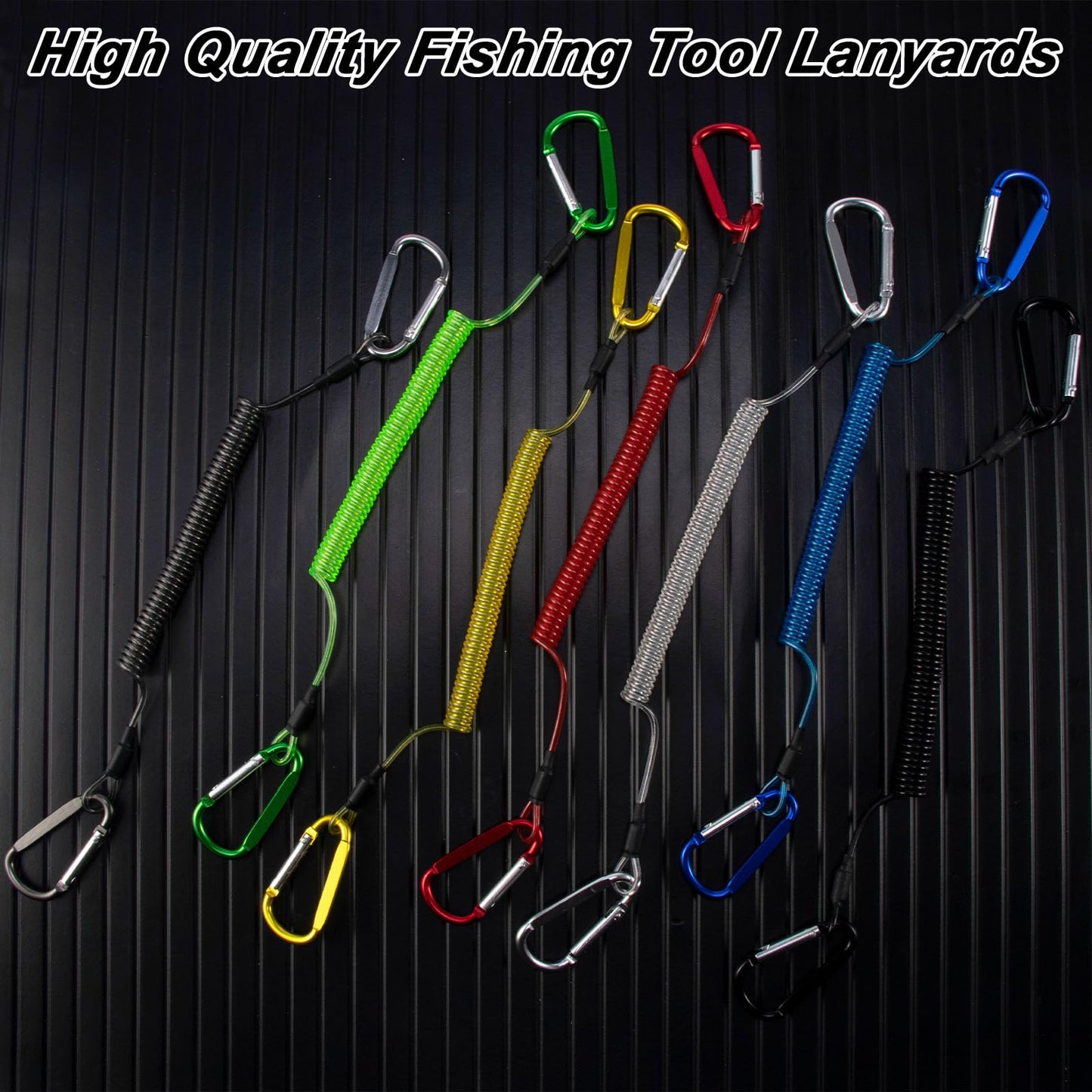 Alwonder 6-Pack Fishing Lanyards Tool Lanyards for Hand Tools, Retractable Tool Lanyard Steel Wire Coiled Ropes Safety Tether Fly Fishing Lanyard for Pliers Scissors Fishing Gear Gray 47.2IN