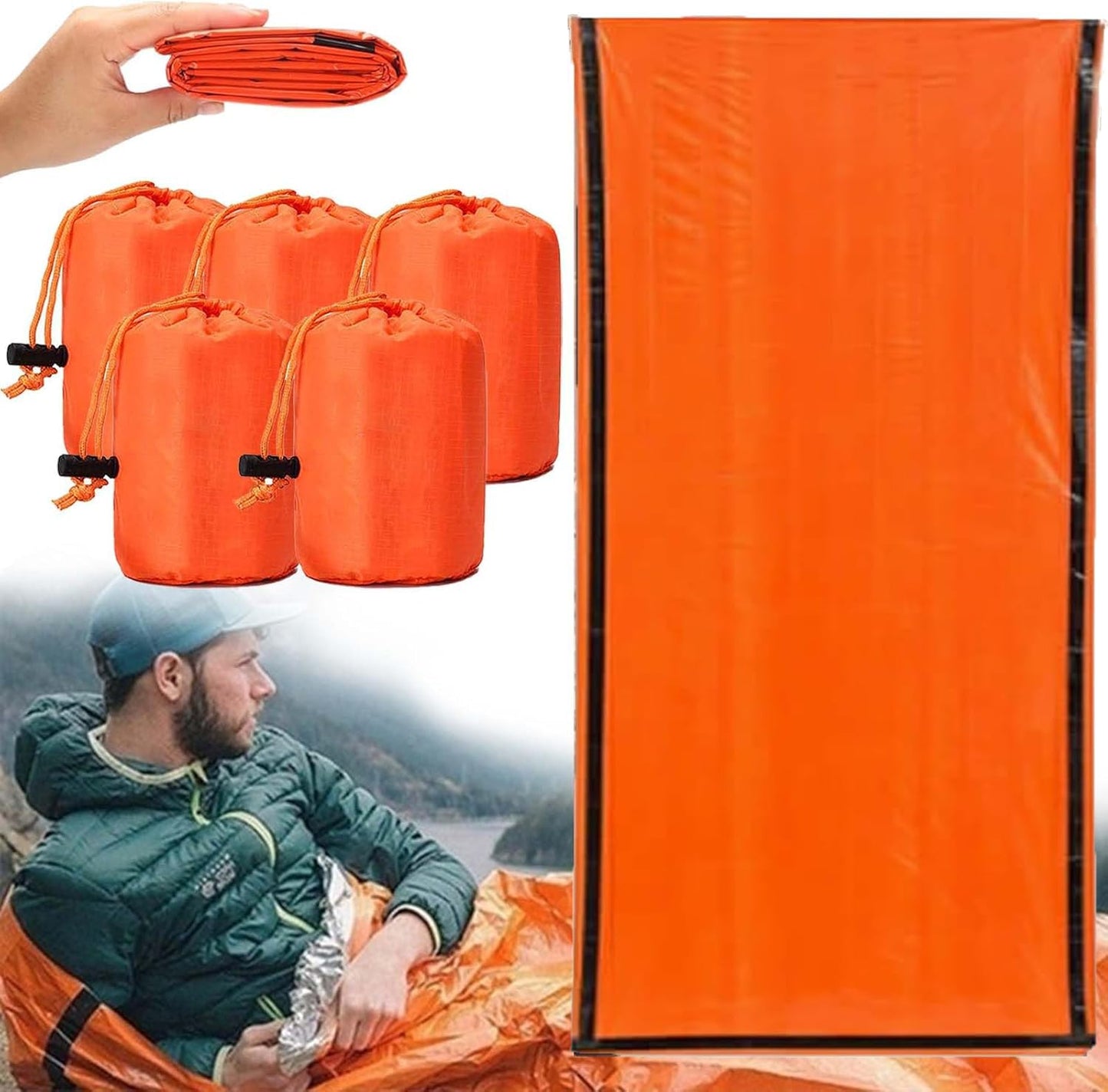 Emergency Sleeping Bag, 84"X36" Waterproof Survival Emergency Sleeping Bags for Survival, Pocket Size Survival Blanket, Thermal Bivy Sack for Outdoor Camping, Hiking,Hunting