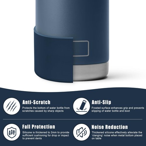 Mokoart Silicone Boot Compatible with YETI Kids Water Bottle 12 oz and Rambler 18 oz Bottle, Anti-Slip Sleeve Bottom Protector Accessories for YETI Rambler 12/18oz (Navy)
